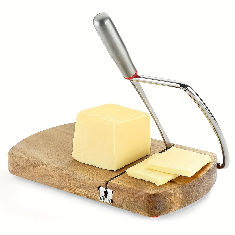 Artisan Acacia Cheese Slicer – Stainless Steel Knife on Elegant Wooden Base