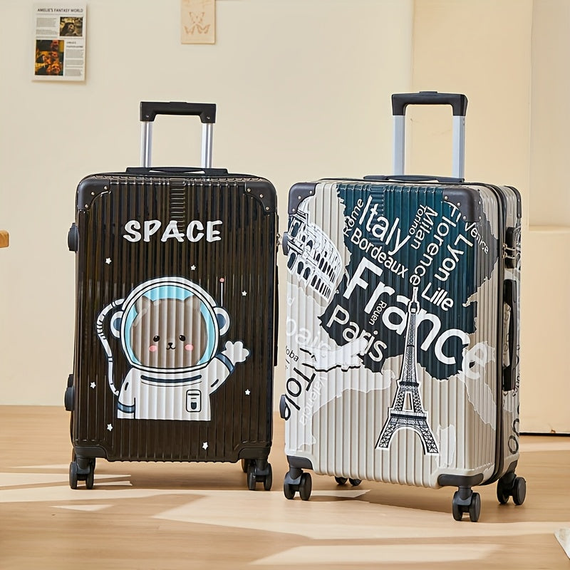 Luxury Graffiti Suitcase with Space Theme – 24 Inch Airline Case with Spinner Wheels and TSA Lock