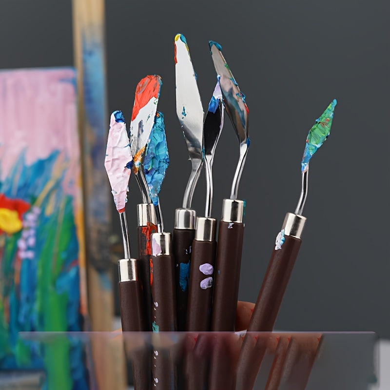 7-Piece Stainless Steel Palette Knife Set – For Painting and Colour Mixing