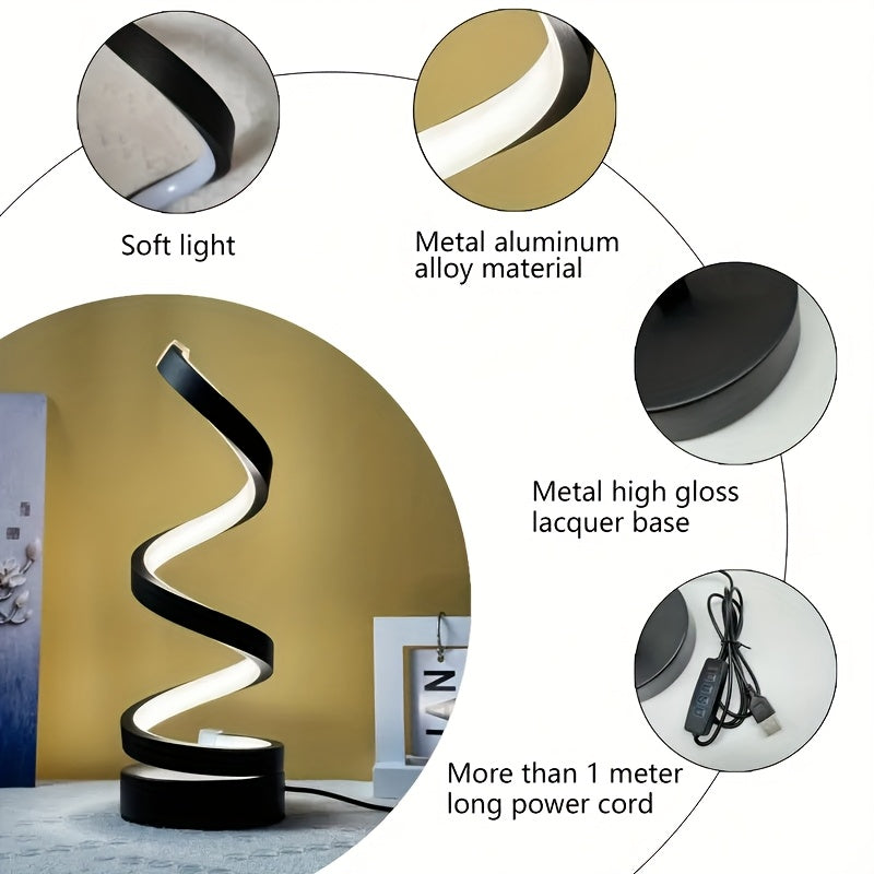 Spiral LED Desk Lamp – Modern Dimmable Lighting