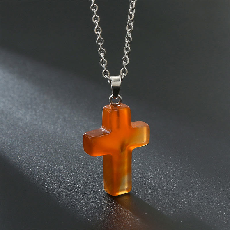 Necklace with Cross made of Natural Gemstones – Seraphina