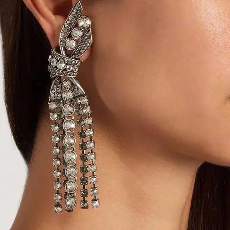 Iridescent Drop Earrings with Bow – Annelise