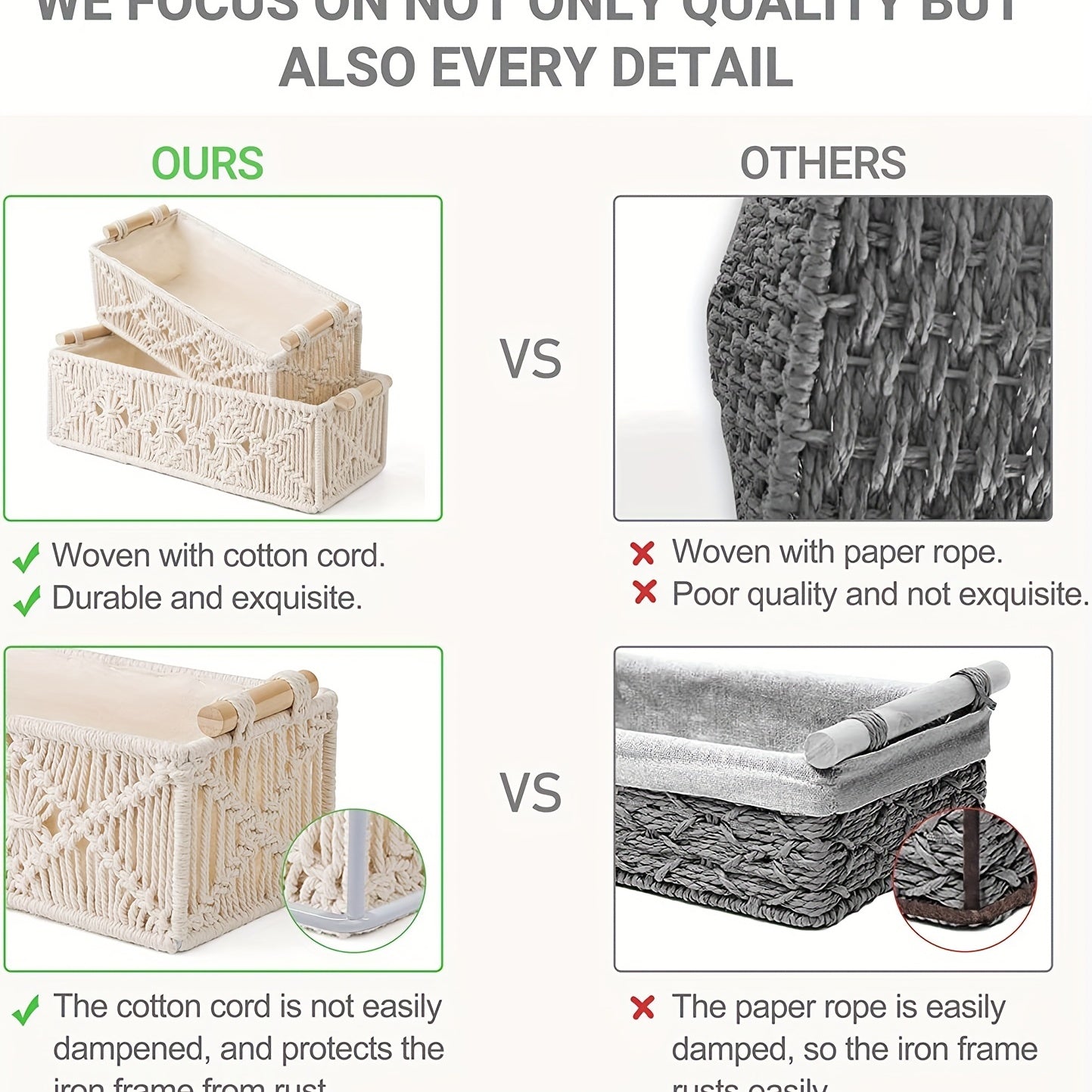 Set of 2 Handmade Macramé Storage Baskets – Boho Chic for Stylish Organisation