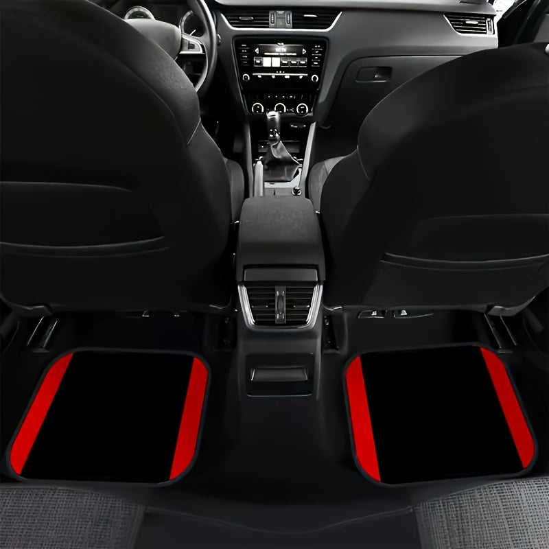 Polyester Floor Mats with Red Vertical Stripes – Non-Slip and Washable for Any Vehicle