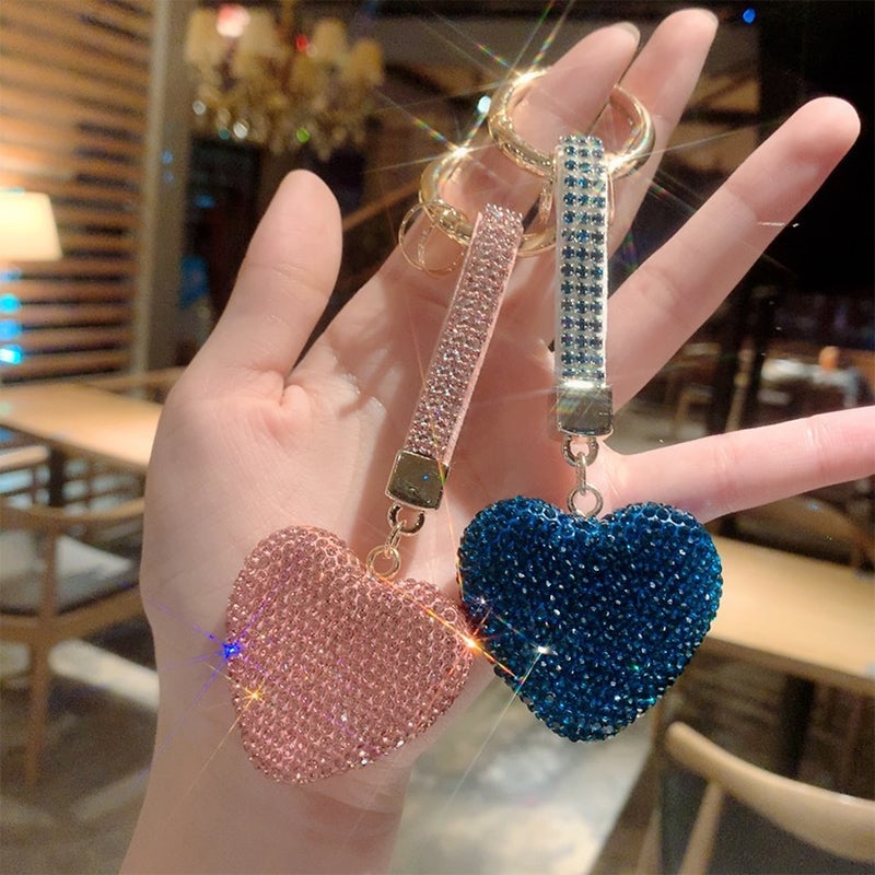Rhinestone Heart Keyring