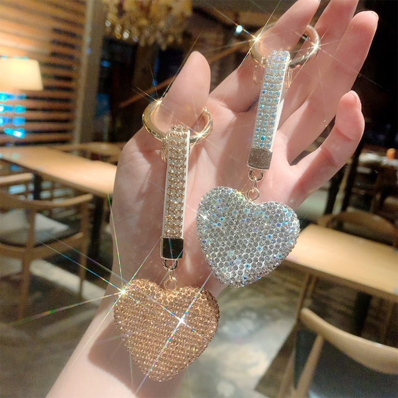 Rhinestone Heart Keyring