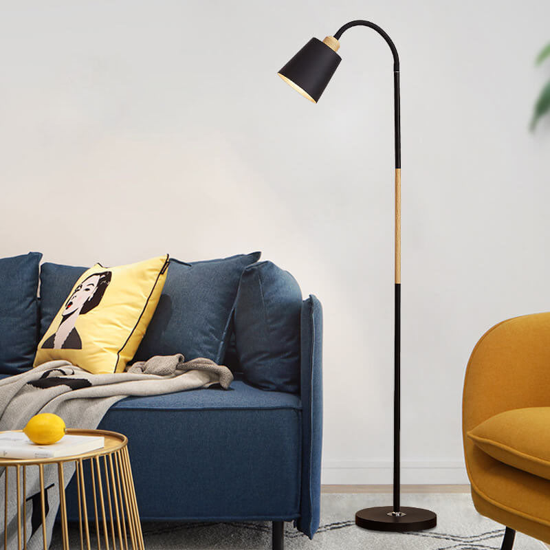 Modern Floor Lamp with Iron Base and Selectable Shade