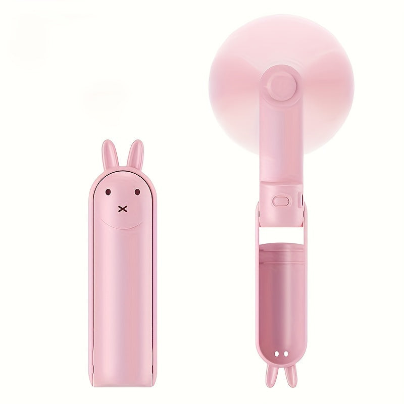 Mini Handheld Ventilator – 2-in-1 USB Rechargeable Fan with Cute Rabbit Design for Travel and Summer