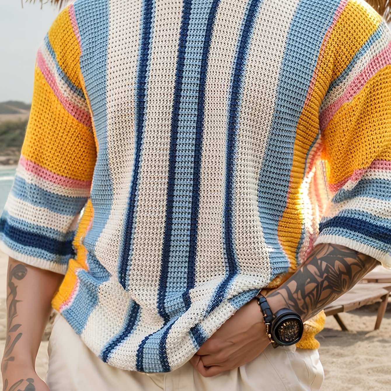 Casual Striped Knitted Jumper – Comfortable and Airy