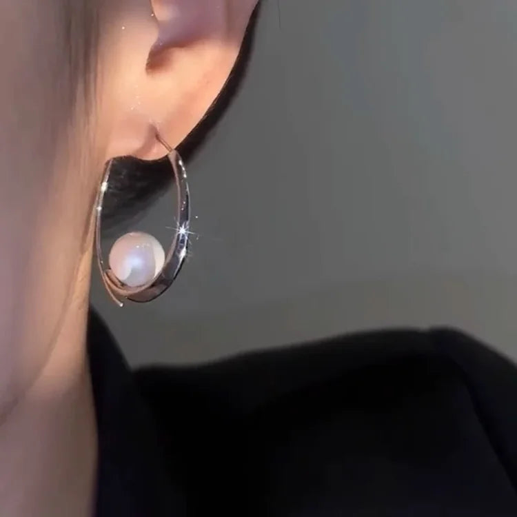 Large Pearl Hoop Earrings – Camille