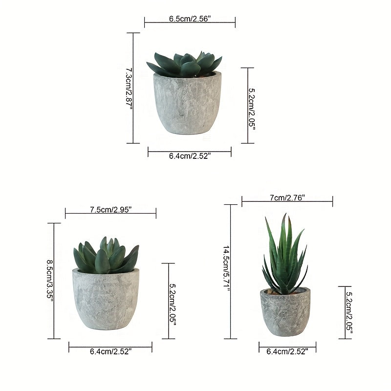 Decorative Mini Artificial Plant Set in Concrete Look – Stylish Green Touch for Any Interior