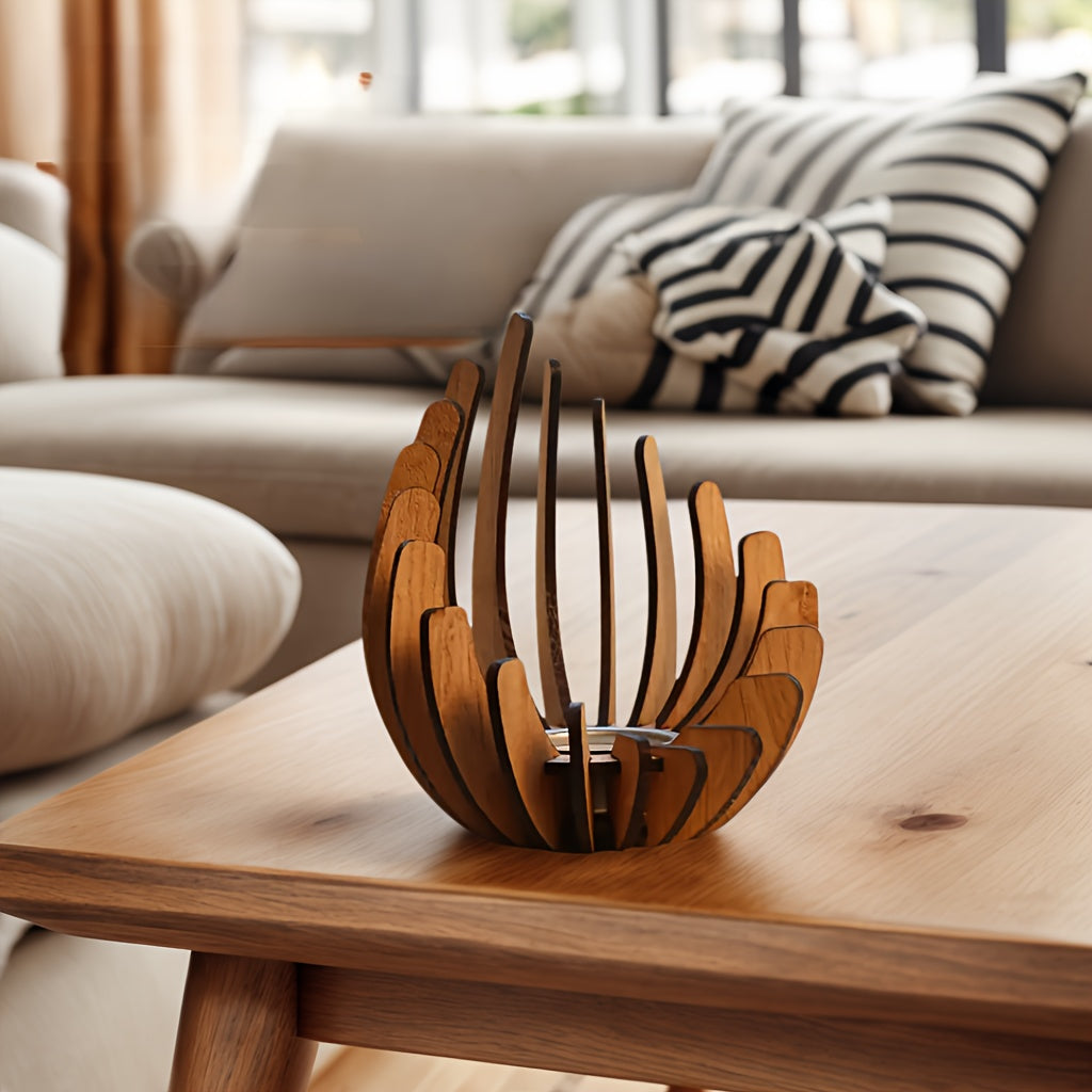 Bohemian Lotus Candle Holder – Handmade Layered Wood Design