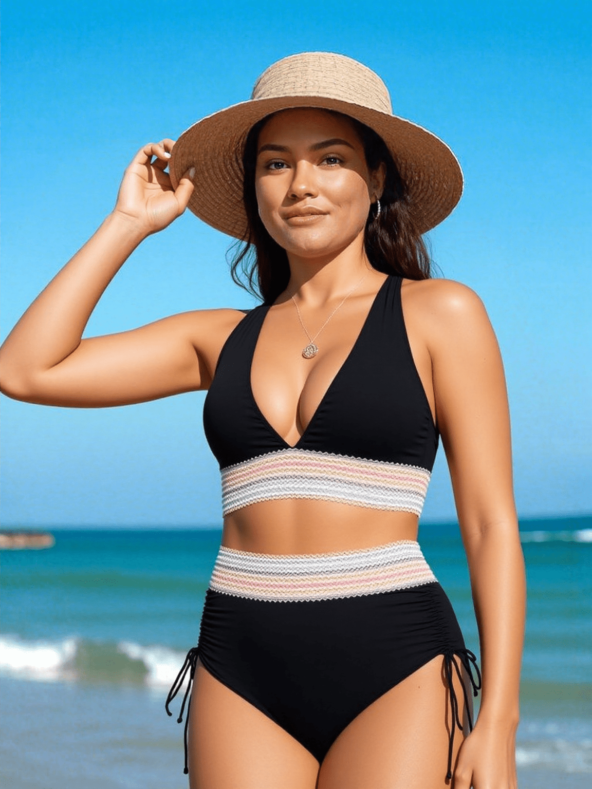 Elegant, high-waisted sculpting bikini