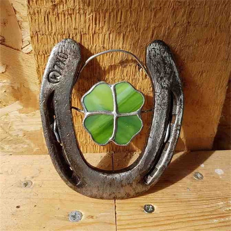Four-Leaf Clover Luck Horseshoe