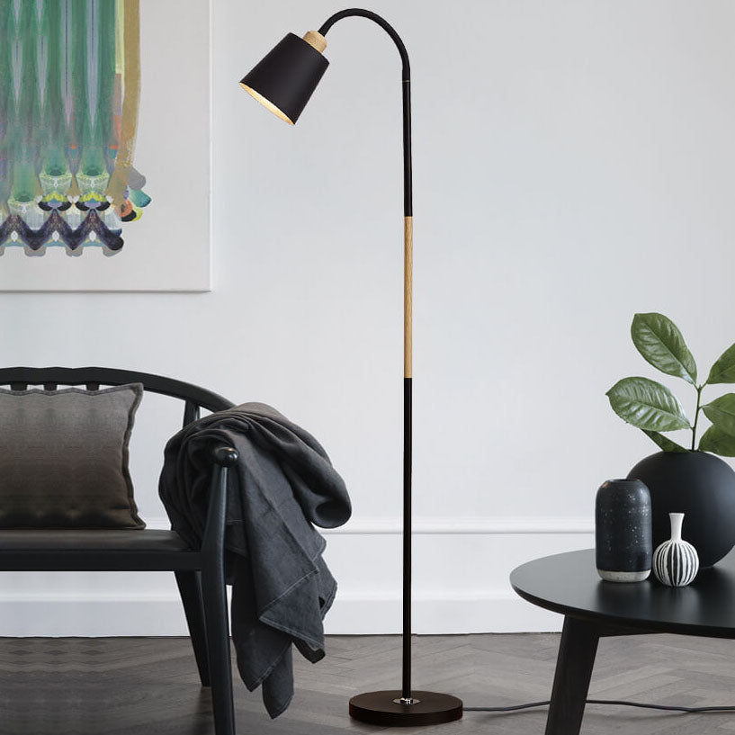 Modern Floor Lamp with Iron Base and Selectable Shade