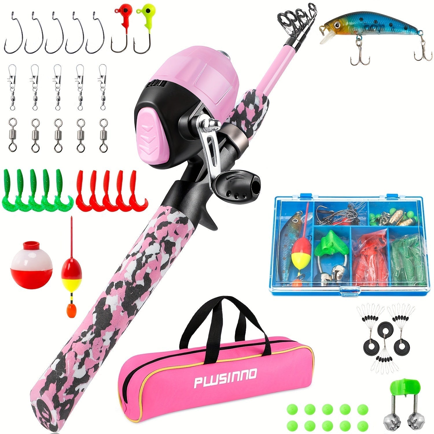 Complete Beginner Telescopic Fishing Rod & Reel Set with Carry Bag and Tackle Box
