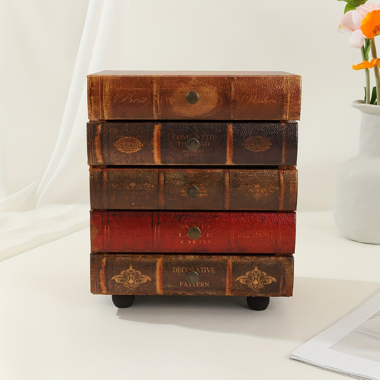 Classic Book-Shaped Storage Box with Five Drawers – Timeless Organisation for Home and Office