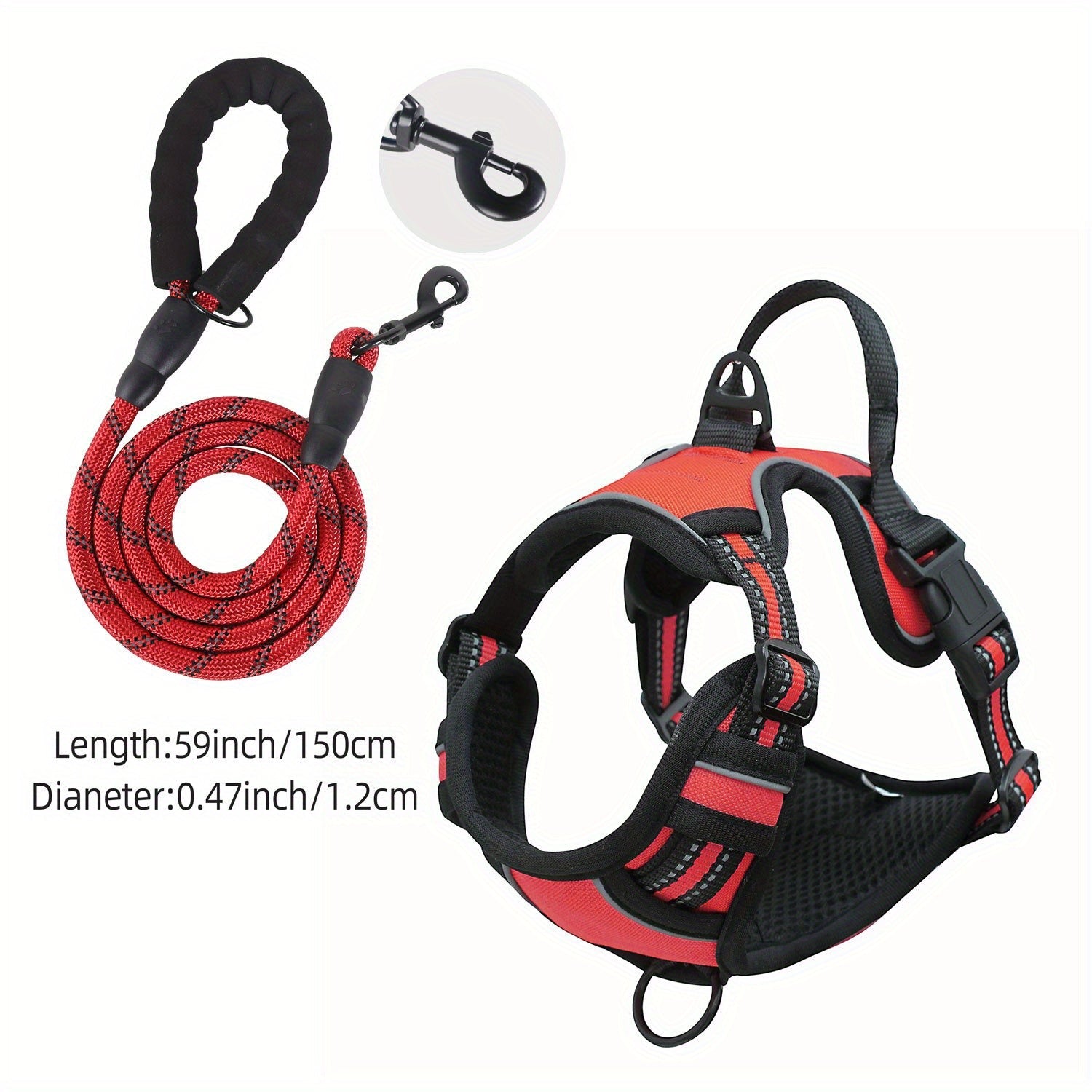 Reflective Dog Harness with Leash Set - Adjustable and Safe for Walking and Training