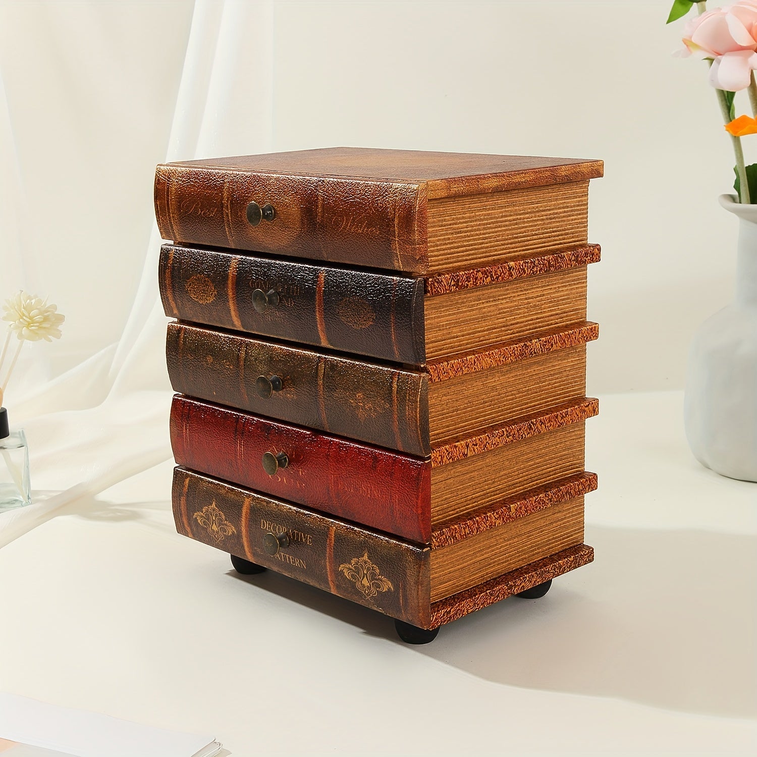 Classic Book-Shaped Storage Box with Five Drawers – Timeless Organisation for Home and Office