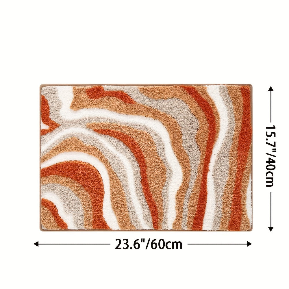 Geometric Bathroom Rug – Absorbent and Soft with Non-Slip Backing