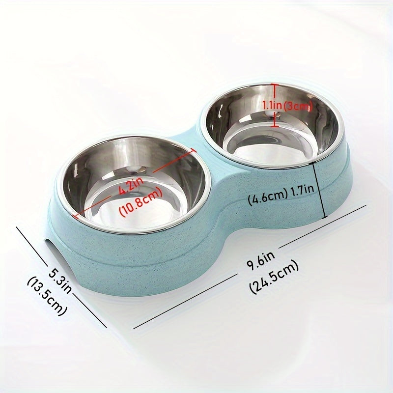 Stainless Steel Double Pet Bowl – Perfect for Feeding and Drinking