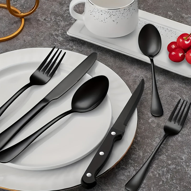 Black Stainless Steel Cutlery Set – Modern Design with High-Quality Finish