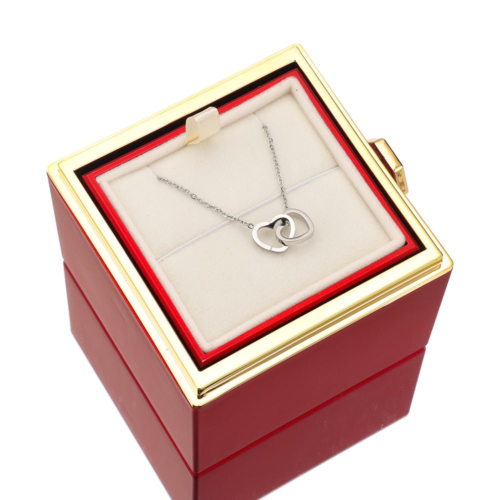 Necklace & Rose in Luxurious Jewellery Box with Hidden Surprise - Lunavia