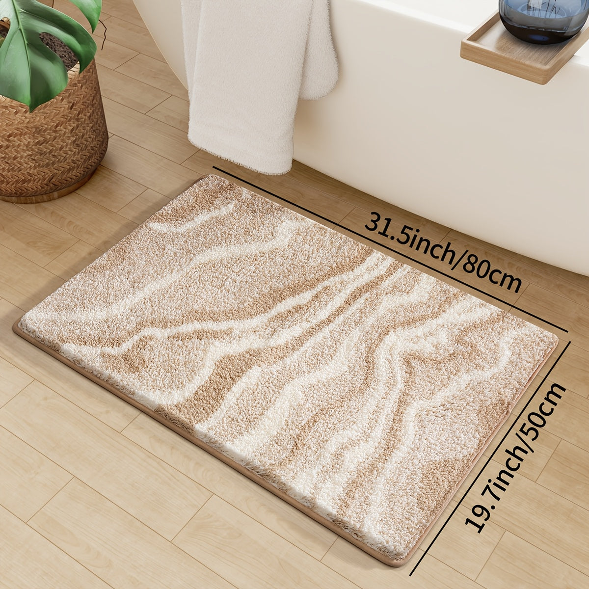 Fluffy Flocking Bath Mat – Absorbent and Soft for Bathroom or Kitchen