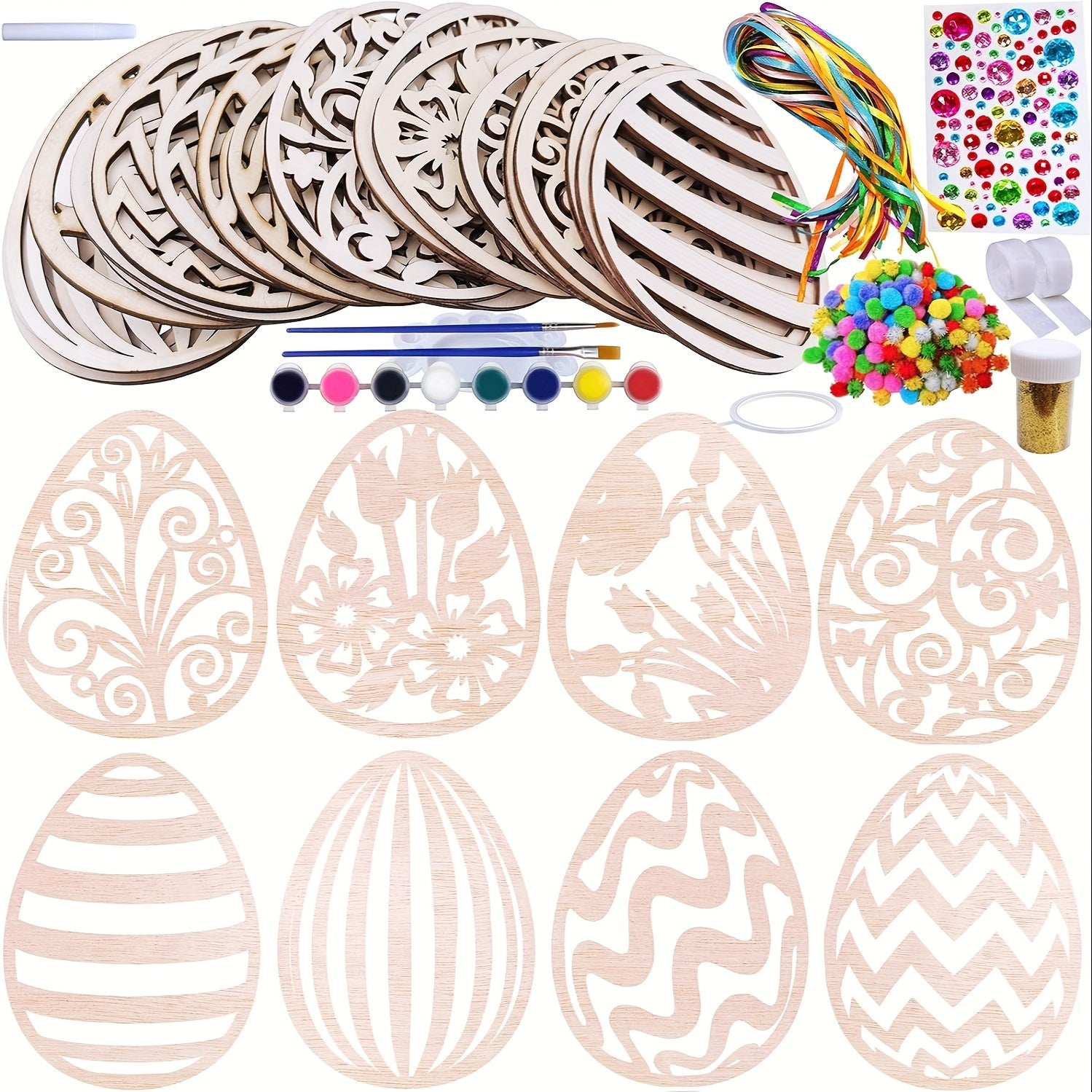 DIY Easter Egg Craft Kit – Decorate Your Own Colourful Wooden Easter Eggs for Easter