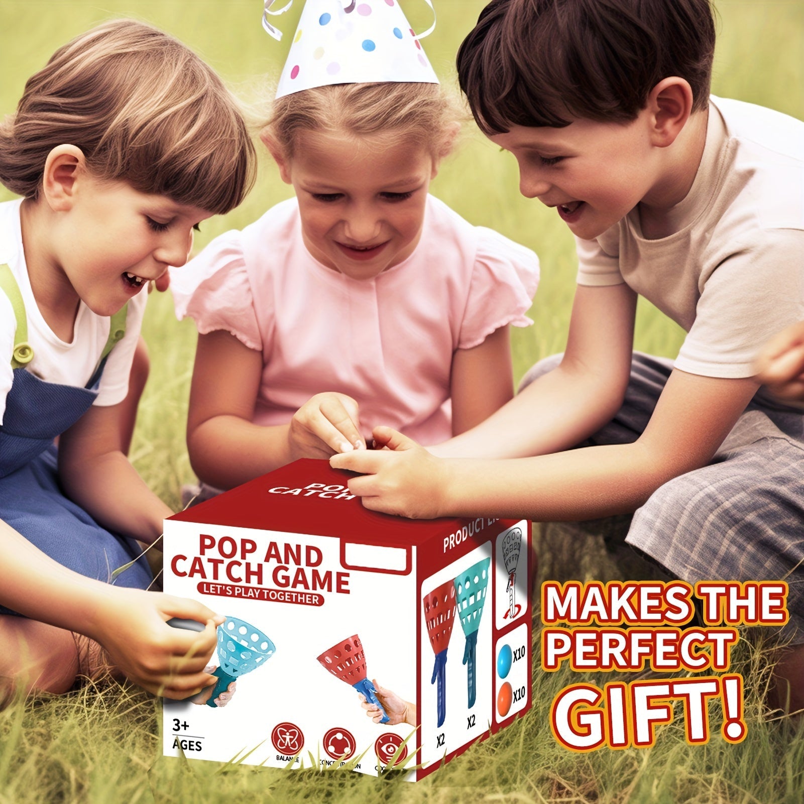 Pop and Catch Ball Game - Fun and Active Outdoor Activity for Children