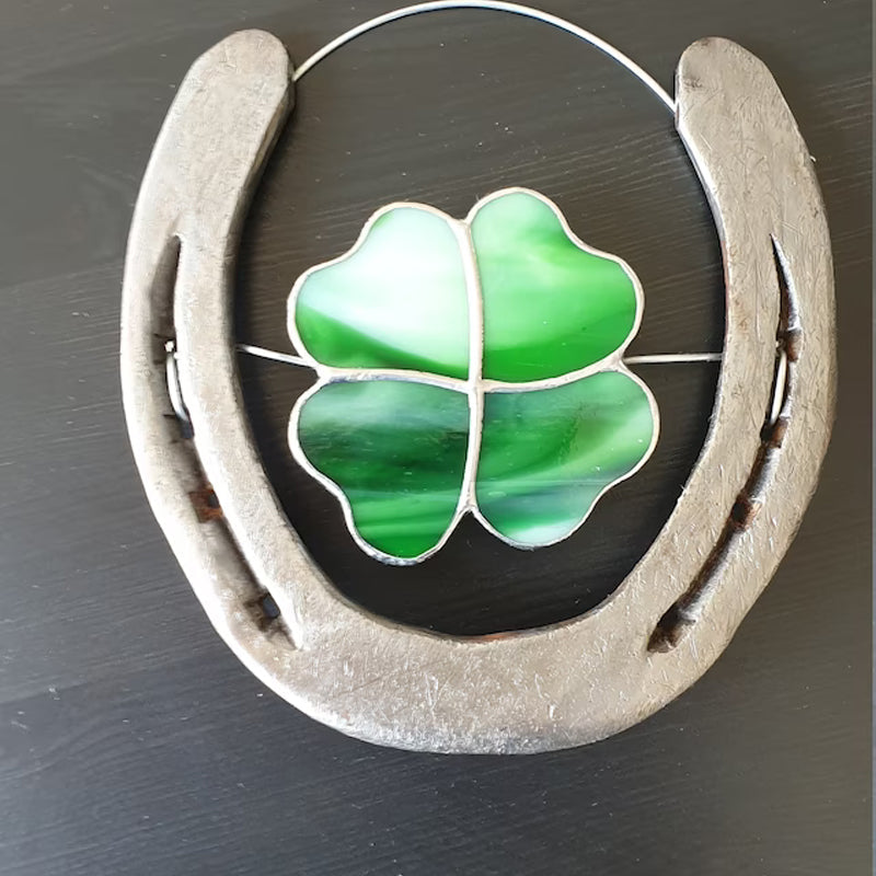 Four-Leaf Clover Luck Horseshoe