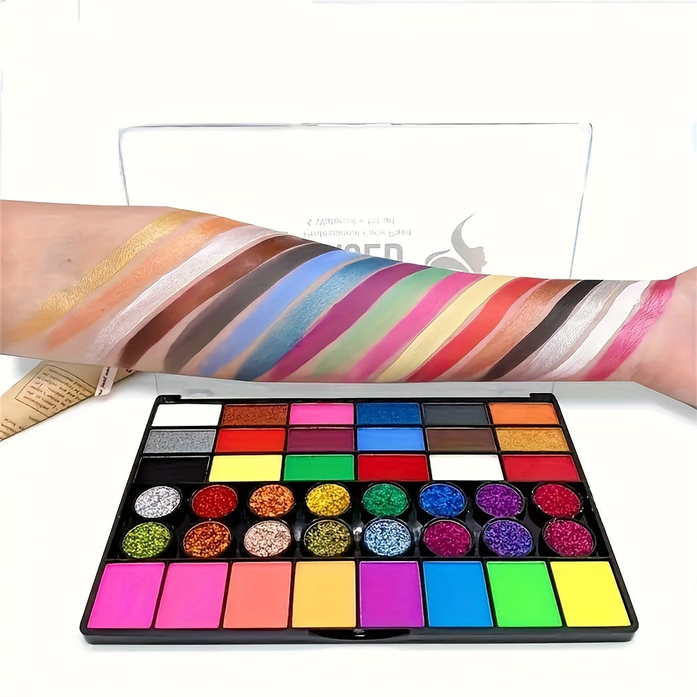 42-Colour Water-Based Face and Body Paint Set – Perfect for Creative Art and Painting