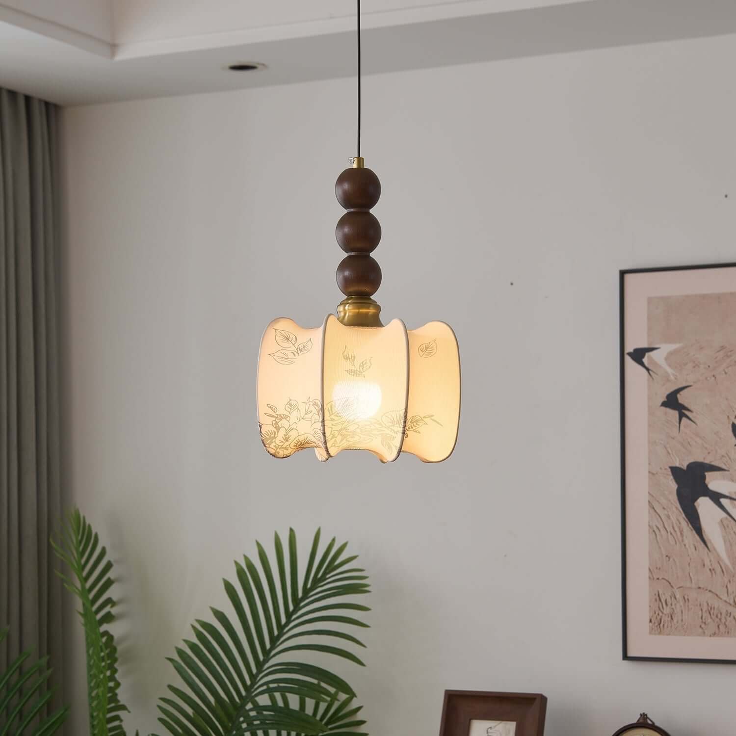 Pendant Light with Glass - Wood & Metal