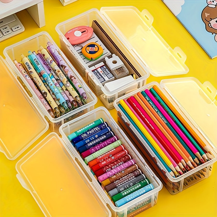 Transparent Storage Box - Practical and Durable for School Supplies