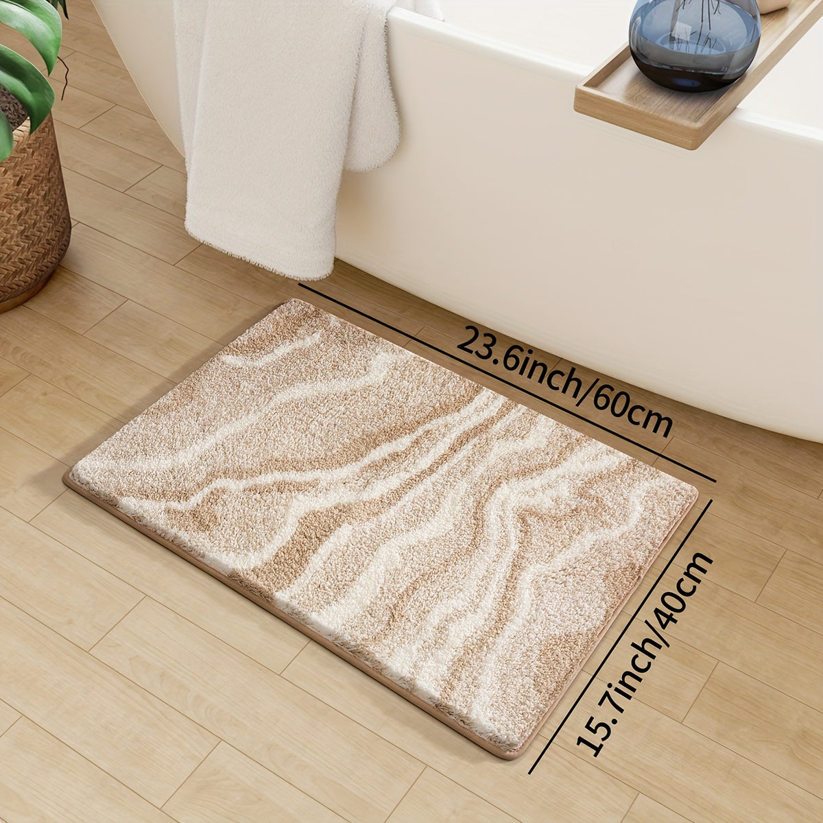 Fluffy Flocking Bath Mat – Absorbent and Soft for Bathroom or Kitchen