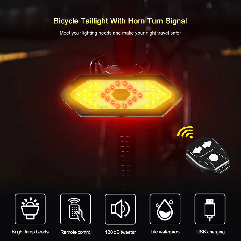 Waterproof Night Riding LED Mountain Bike Remote Control Steering Rear Light