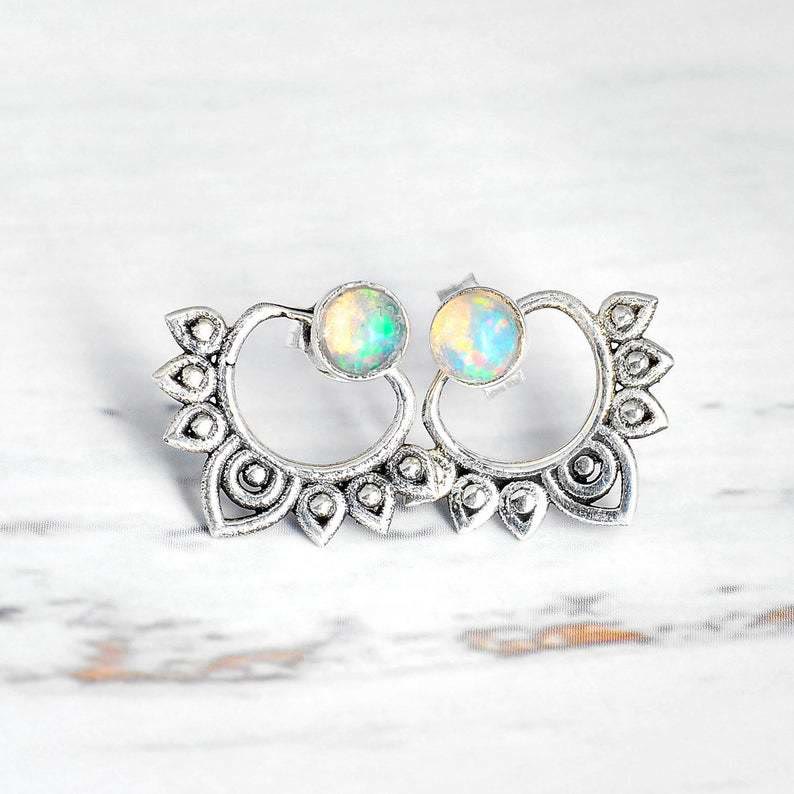 Natural Opal Lotus Earrings – Sophia