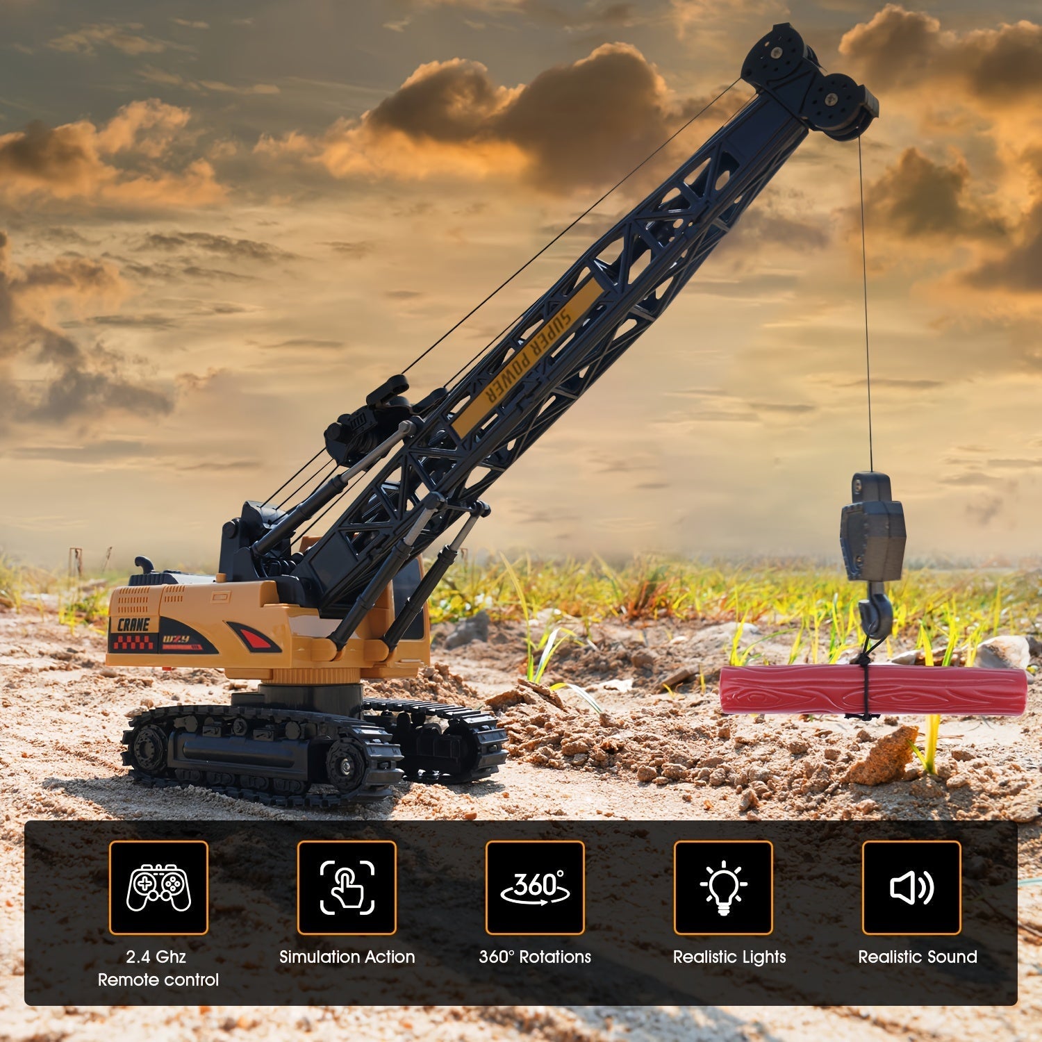 MegaLift RC Crane - Powerful 360° Remote-Controlled Construction Crane