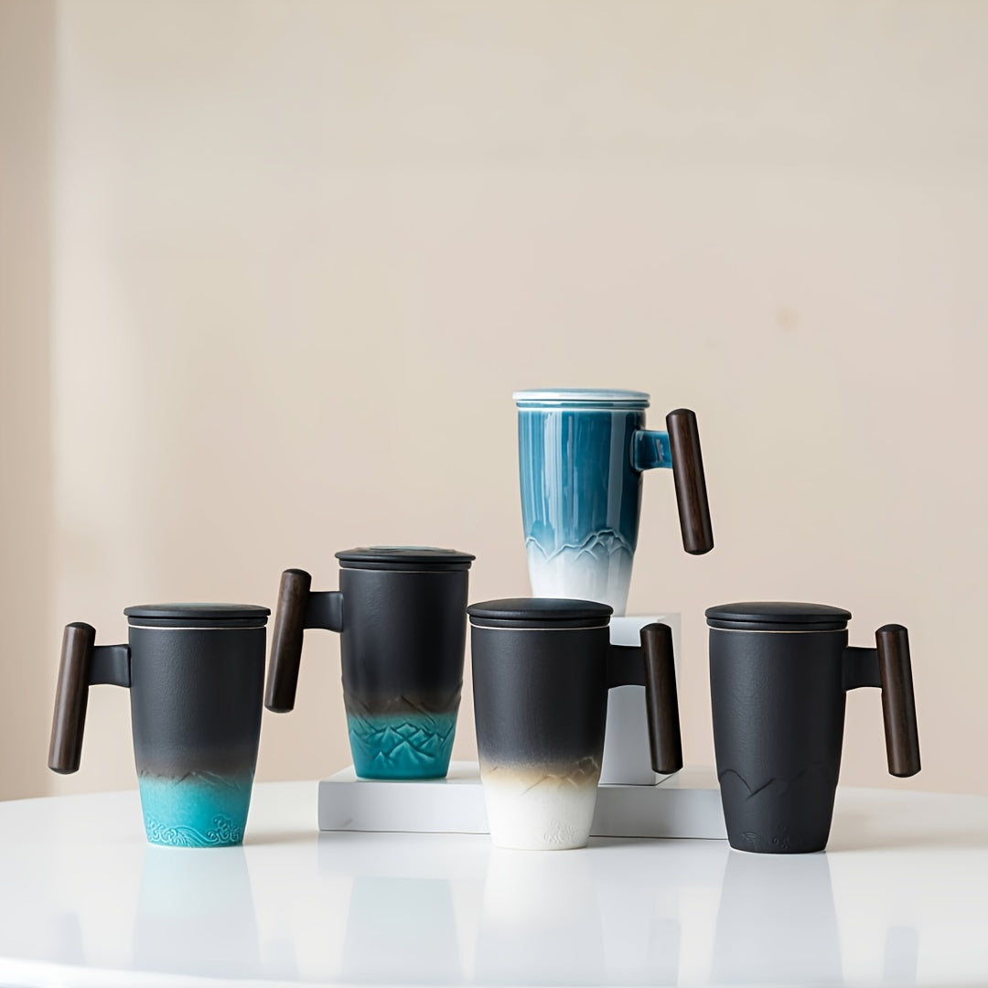 Handmade Ceramic Tea Mug with Strainer – Authentic Design and Practical Use