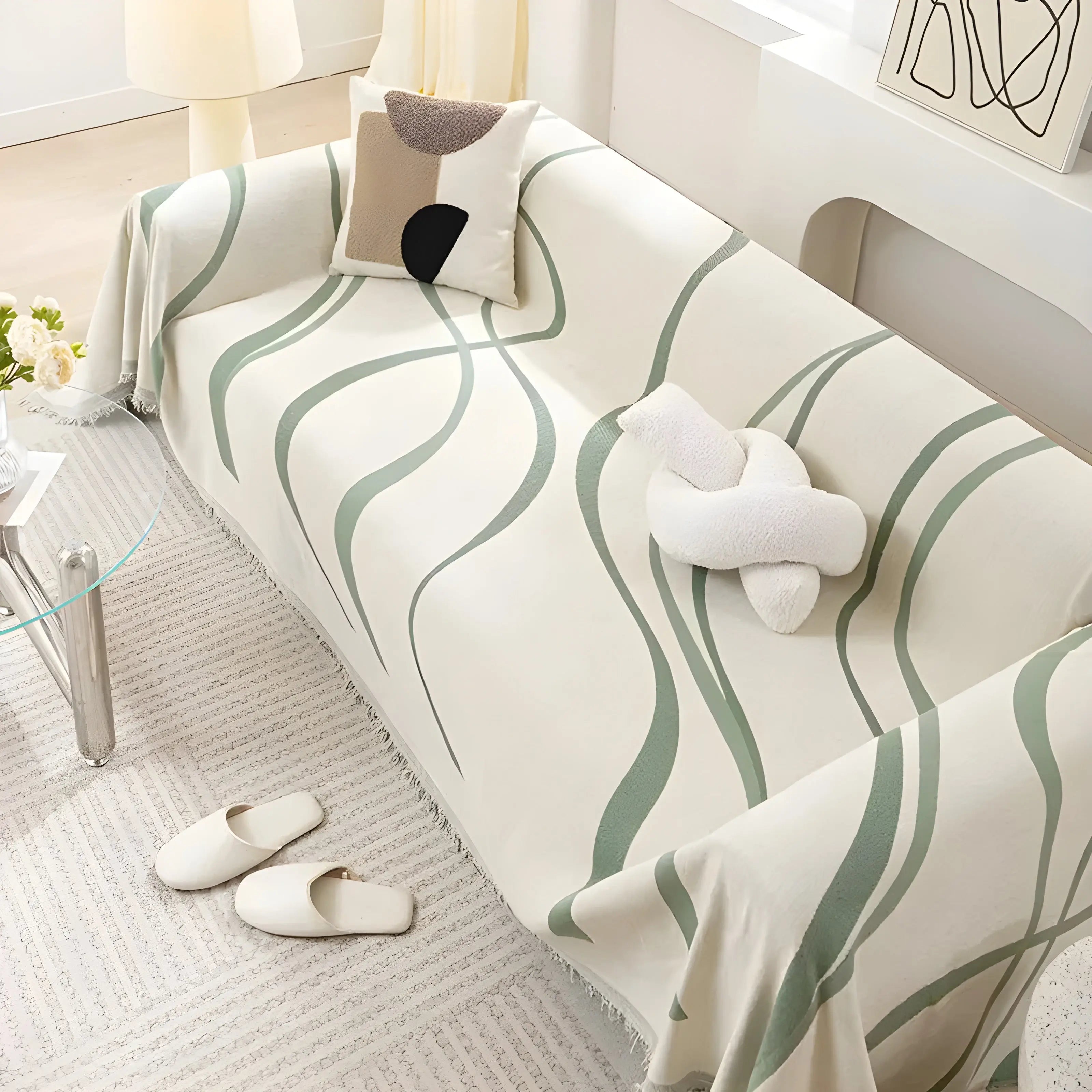 Reversible Chenille/Cotton Sofa Cover – LuxeCasa