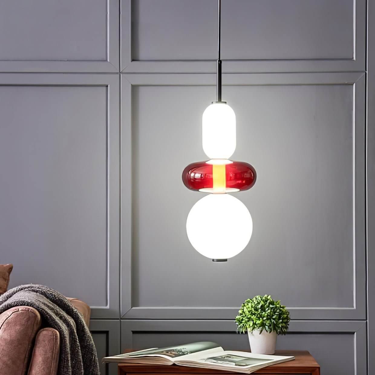 Modern Pendant Light with Coloured Glass