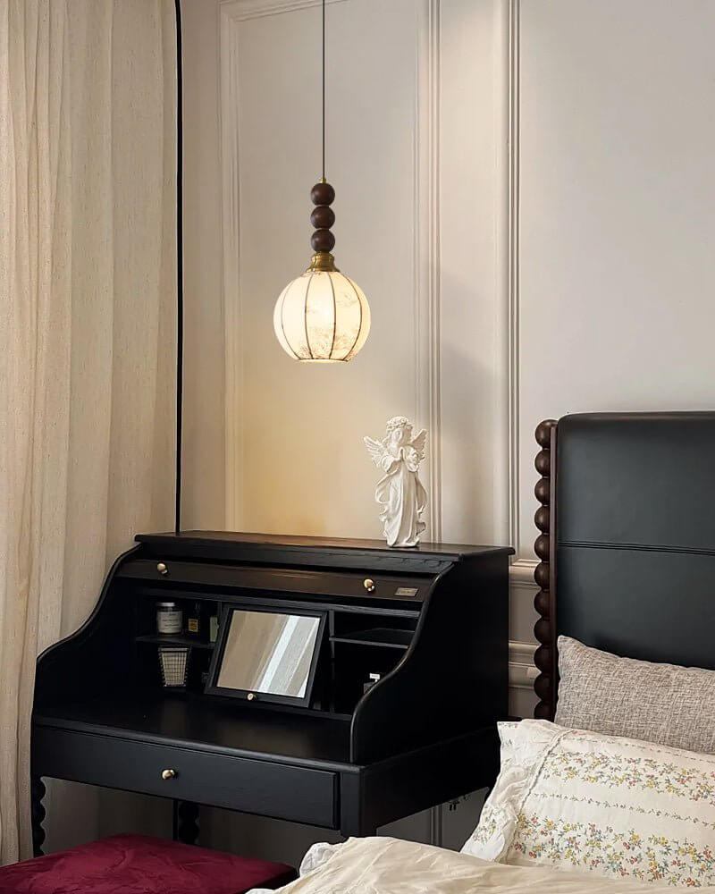 Pendant Light with Glass - Wood & Metal