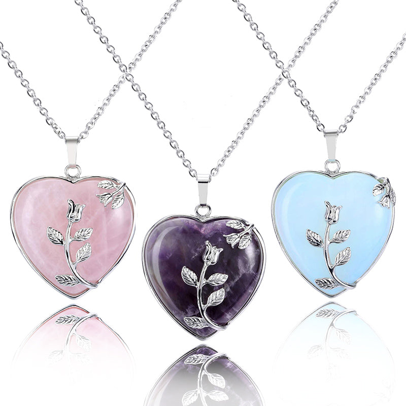 Stylish Heart-Shaped Rose Quartz Gemstone Necklace – Amara