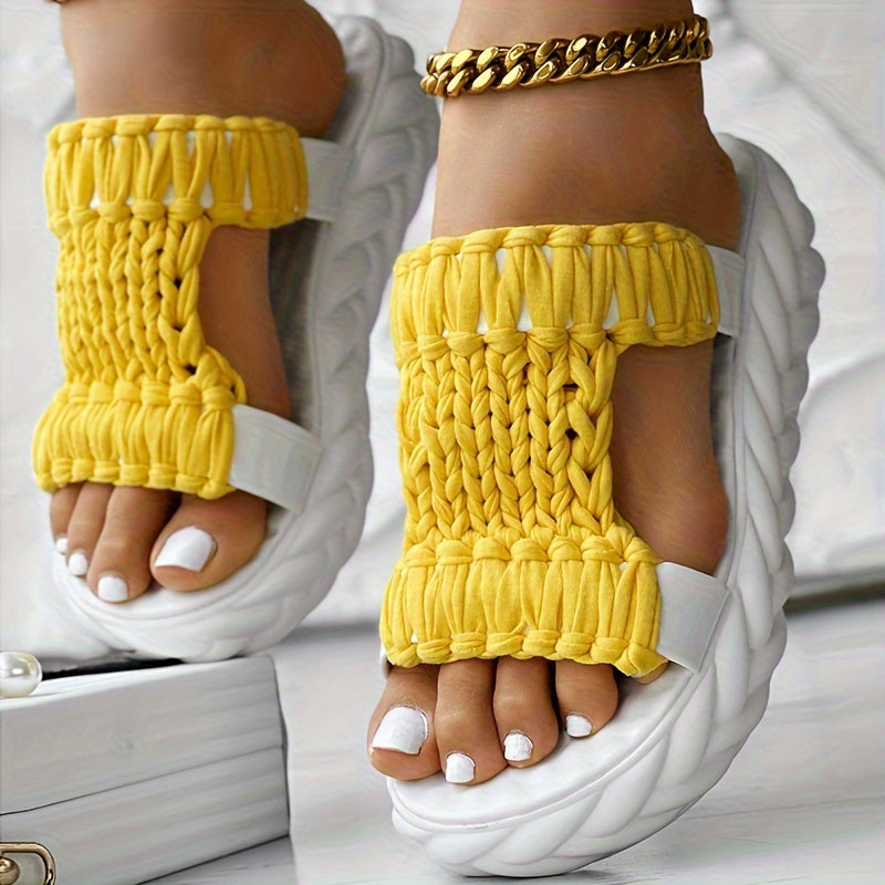 Comfortable Ladies Sandals with Woven Upper and Platform Sole