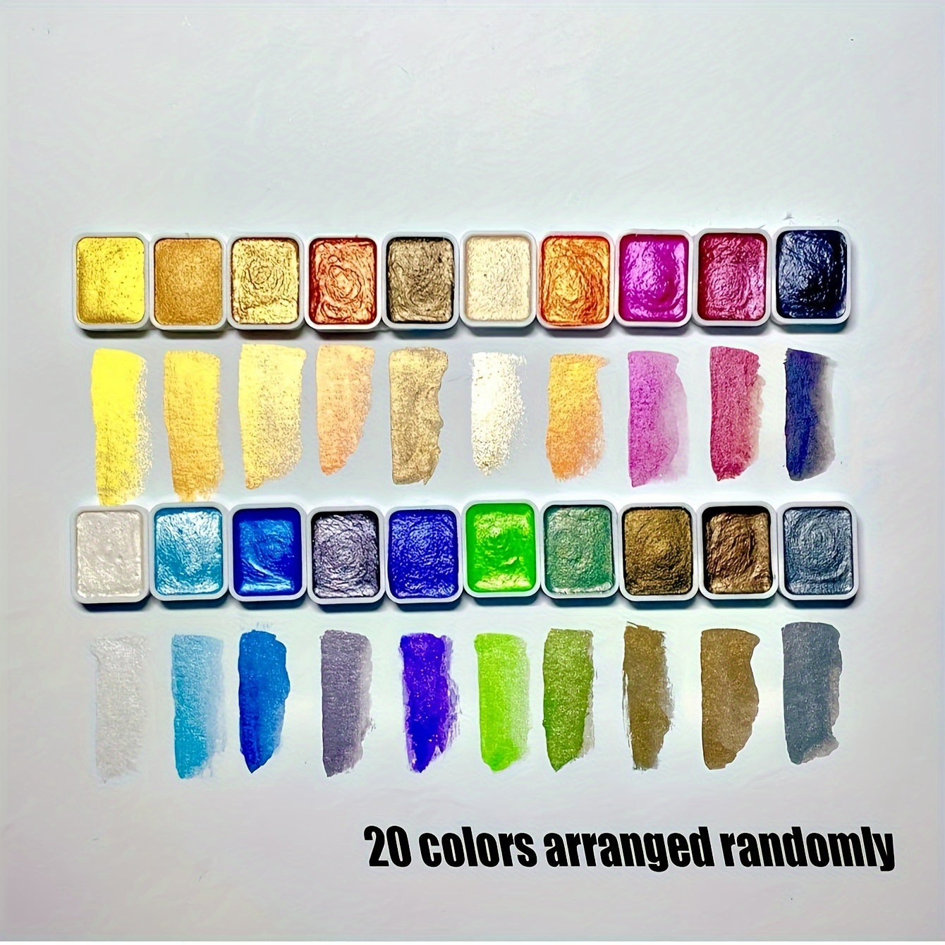 Pearl Watercolour Paint Set – 20 Colours in Solid Form for Painting and Calligraphy