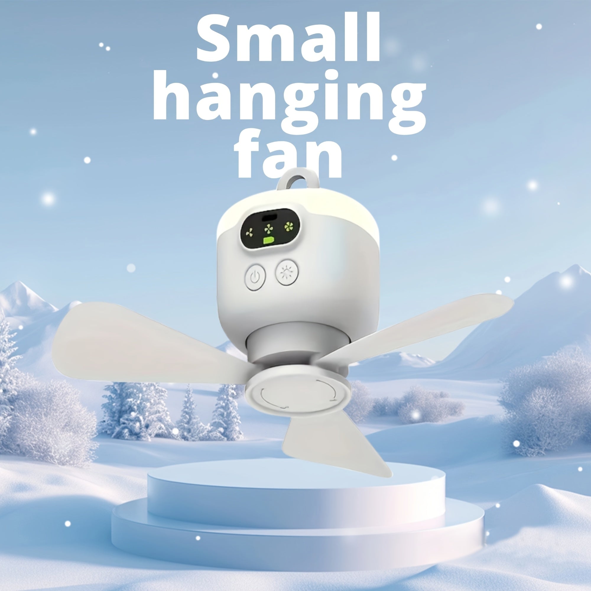 USB Rechargeable Hanging Fan – Portable with LED Light