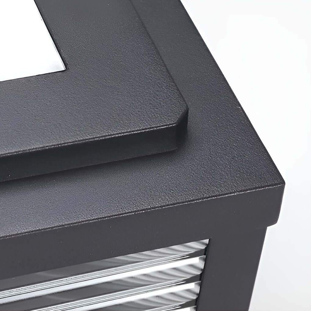 Modern LED Outdoor Post Lamp - Ribbed Glass