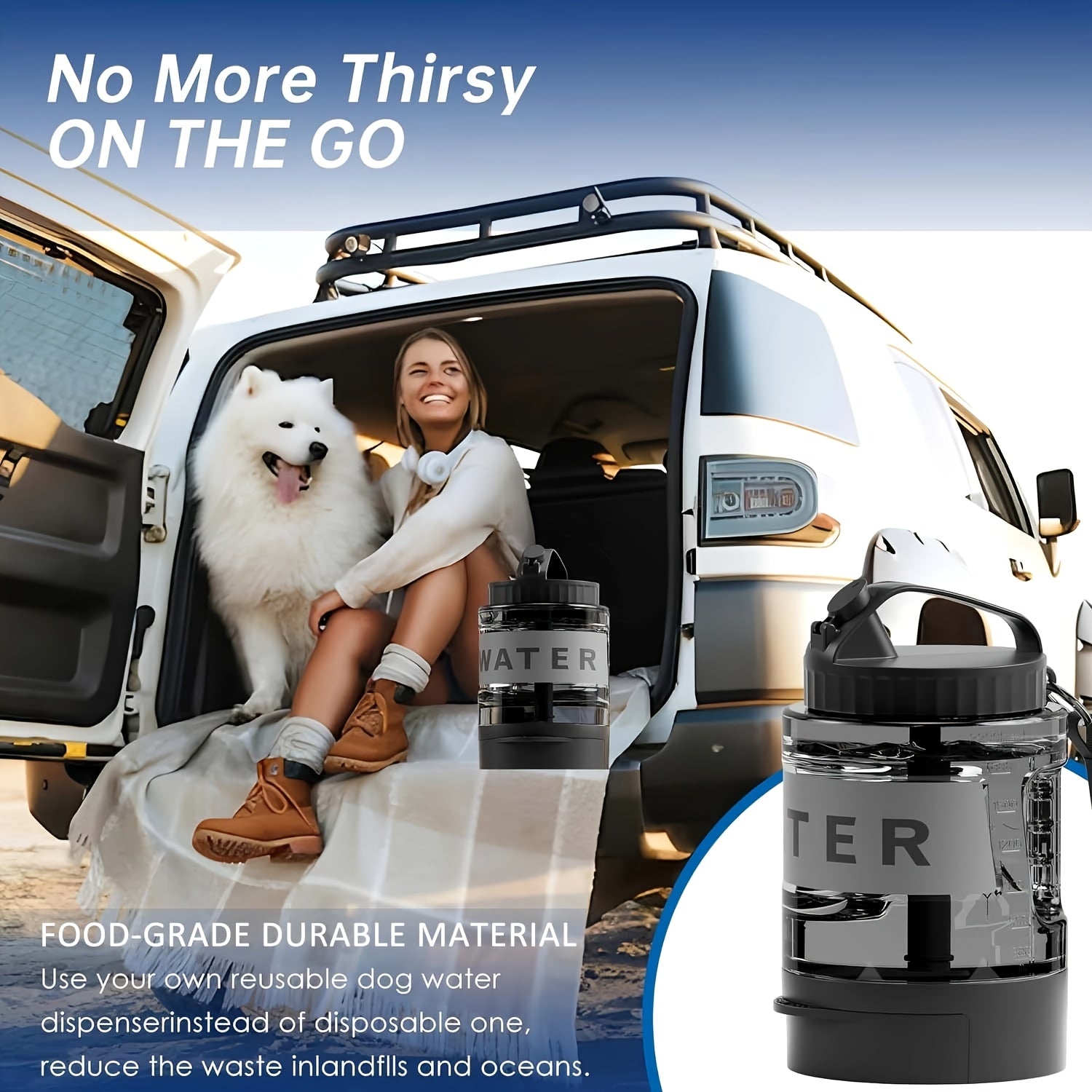 Large Capacity 74oz Dog Water Bottle – Portable Bowl for Outdoor Adventures