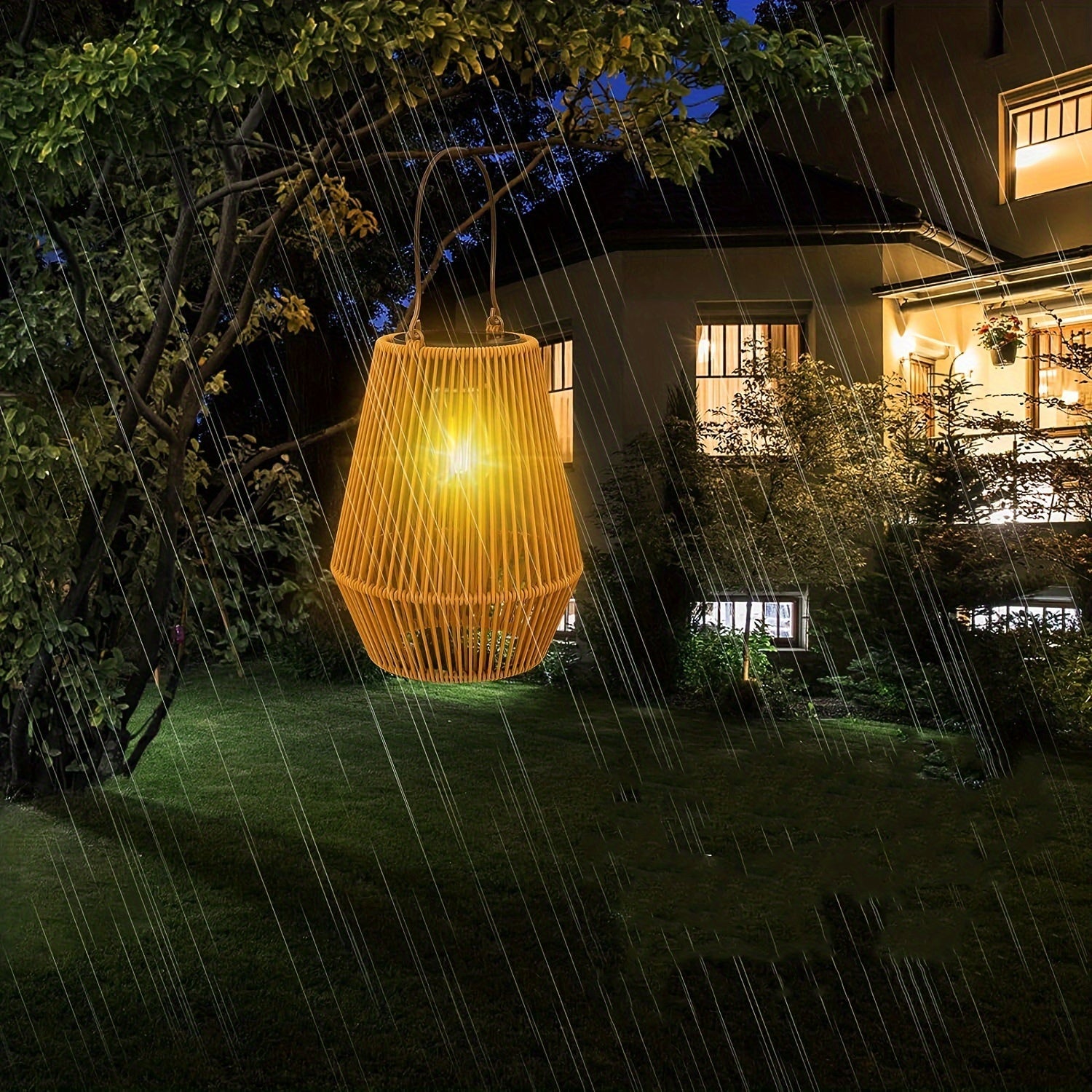 Boho Solar Hanging Lanterns Set – Sustainable Wicker Lanterns for Garden and Balcony