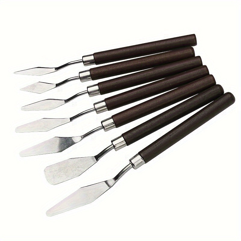 7-Piece Stainless Steel Palette Knife Set – For Painting and Colour Mixing